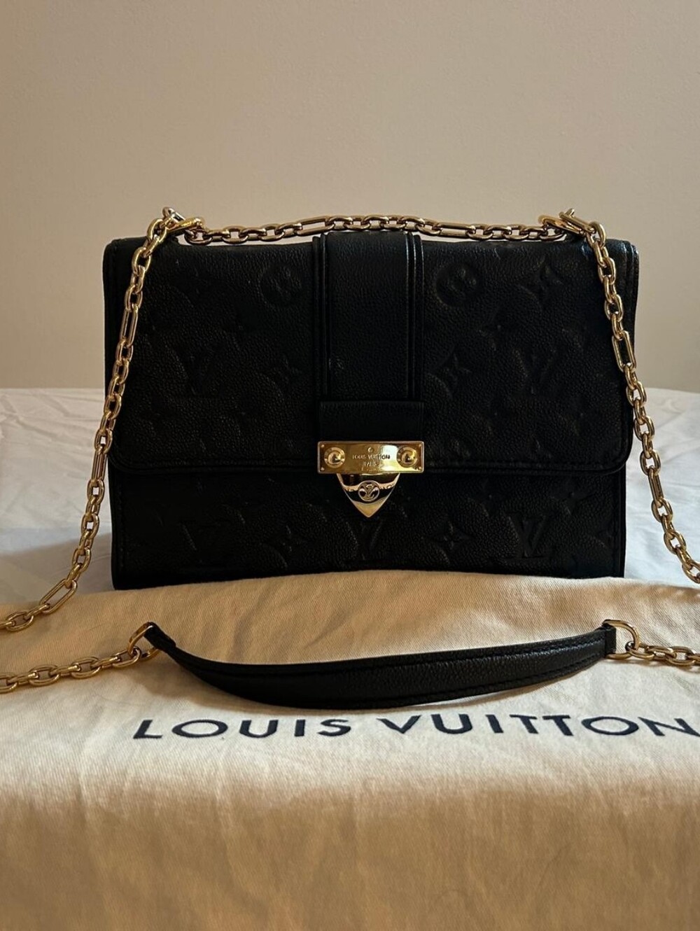 Louis Vuitton Empreinte Saint Black Gold-Chain Shoulder Bag